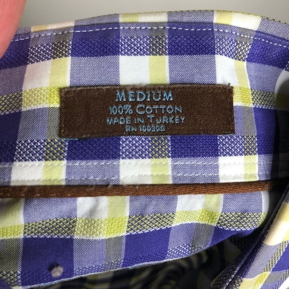 Peter Millar Plaid Button Up Men’s Long Sleeve 100% Cotton Shirt SZ M. - Picture 4 of 12